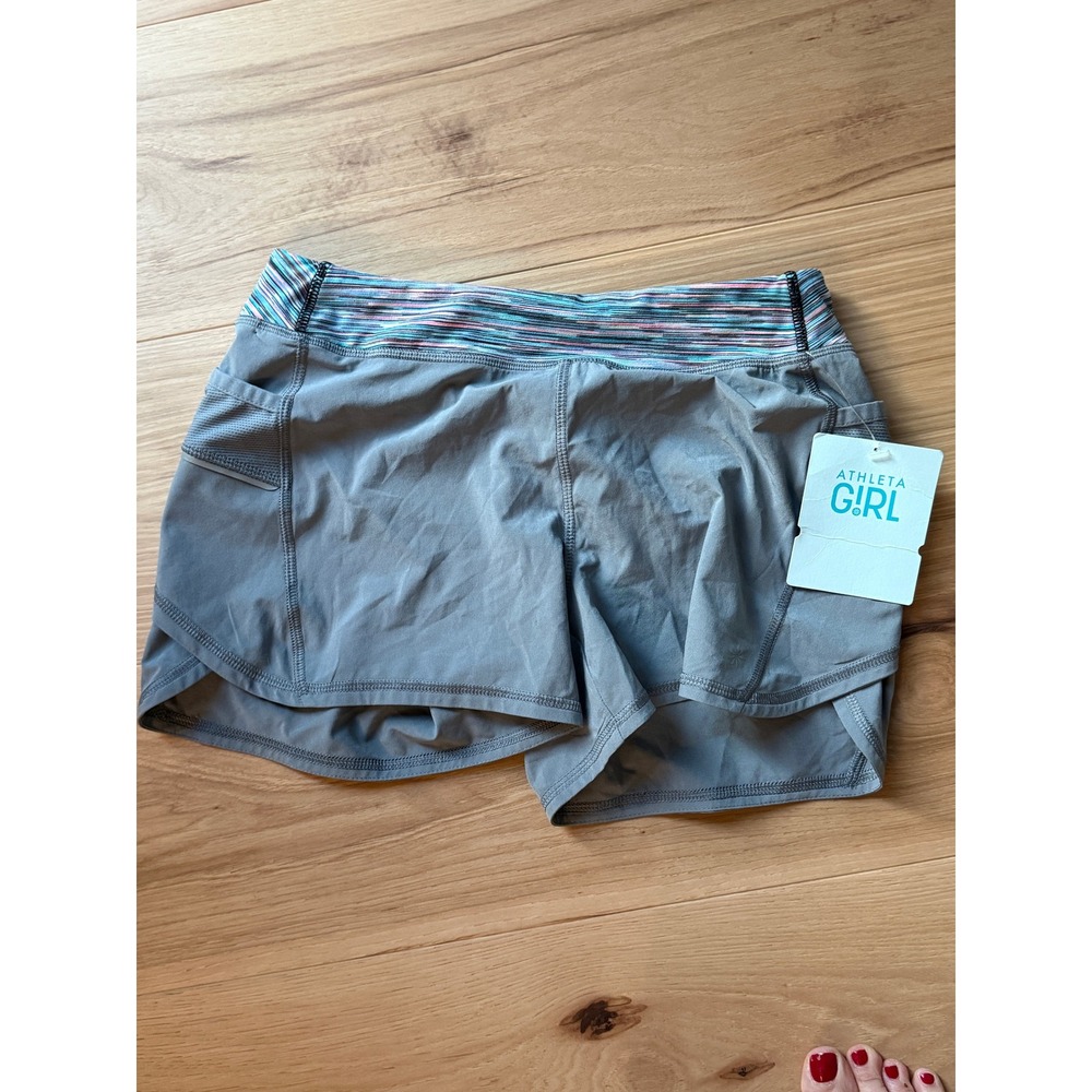 Athleta Girl Record Breaker‎ Short Kids XL 14 Gray Multi Waistband NWT 705879